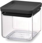 Brabantia tárolóedény 0, 7L, egymásra rakható, légmentes záródás, szögletes, sötétszürke, átlátszó műanyag tartály - 122309 (122309)