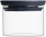 Brabantia üvegedény 0, 3L, egymásra rakható, légmentes záródás, kerek, sötétszürke fedő, átlátszó üveg tartály - 298301 (298301)