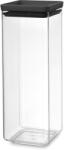 Brabantia tárolóedény 2, 5L, egymásra rakható, légmentes záródás, szögletes, sötétszürke, átlátszó műanyag tartály - 122408 (122408)