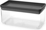 Brabantia tárolóedény 1, 5L, egymásra rakható, légmentes záródás, lapos, szögletes, sötétszürke, átlátszó műanyag tartály - 229923 (229923)
