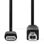 Nedis CCGB60650BK20 USB-C dugó - USB- B dugó (USB C - USB B) kábel, 480 Mbps, 2m (CCGB60650BK20) (CCGB60650BK20)