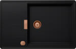 SCHOCK Schock Tia D-100LS konyhai mosogatótálca 780 x 500 mm Cristadur Puro, intenzív fekete és szűrőkosár, távműködtető gomb, túlfolyó takaró Réz (SETTD100LSPUPVCOB)