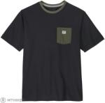Patagonia Shop Sticker Pocket Responsibili-Tee póló, Black w/Basin Green (L)