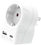 SKROSS Europe - USA Utazóadapter USB-C + USB-A (20W PD, gyorstöltés, Fehér) (1.500284-E)