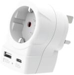 SKROSS Europe - UK Utazóadapter USB-C + USB-A (20W PD, gyorstöltés, Fehér) (1.500283-E)
