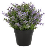  Cserepes művirág zöld száron apró lila levelek, 20 cm (2030L)