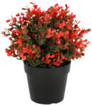  Cserepes művirág zöld száron piros levelek, 20 cm (2005R)