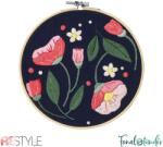 ReStyle Embroidery kit - Flowers - hímzés csomag - 17.8 cm - fekete