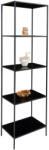 House Nordic Vita polc 5 polccal, fekete, fekete kerettel, 51x36x170 cm (3001070) - leziter