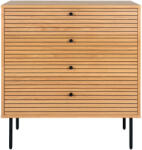 House Nordic Kyoto Komód, 4 fiókos, tölgyfa furnér, natúr, fekete fém lábak 80x40x85 cm (3101005) - leziter