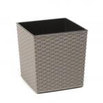 Lamela JUKA ECO WOOD RATAN virágcserép, 25×25 cm, 26 cm magas, szürke (1311119407)
