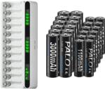 Palo újratölthető akkumulátorok, 3000mAh AA kapacitás, 1100mAh AAA kapacitás, 12AA 12AAA 1 töltő