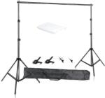  Háttér -támogató rendszerkészlet, 2x3m zöld ruha, teleszkópos háttérállvány, Fehér ruhával, 2, 6 x 3 m