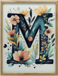 FESTÉS VÁSZONRA M BETŰ VIRÁGOK LEVÉLEK KERET NÉLKÜL 50x70 CM VÁSZON