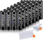 PALO Újratölthető AA akkumulátorok, 3000 mAh kapacitás, Ni-MH technológia, 28dcs AA
