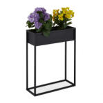  Fém Virágtartó Állvány - Fekete - 70x55x20 cm