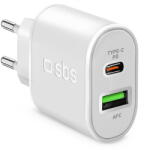 SBS Incarcator de retea 1xUSB-A + 1xUSB-C PD QC3.0 20W Alb (TETRPD20W) - pcone