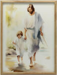  VÁSZONFESTMÉNY JÉZUS GYEREKVEL SÉTÁL KERET NÉLKÜL 70x100 CM