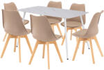  Ravena 6+1 étkező garnitúra fehér-bézs - pepita - 95 190 Ft