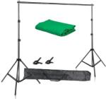  Háttér -támogató rendszerkészlet, 2x3m zöld ruha, teleszkópos háttérállvány, Zöld ruhával, 2, 6 x 3 m