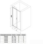 STUXI Delhi 100/110/120/130/140 cm széles toló zuhanyajtó 6 mm vastag vízlepergető biztonsági üveggel, 200 cm magas