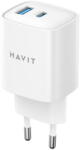 Havit Incarcator de retea UC30 EU 1x USB-A + 1x USB-C 33W Alb - pcone