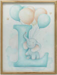  FESTMÉNY VÁSZONRA I. BETŰ Léggömbbel és ELEFÁNTTAL 50x70 CM KERET NÉLKÜL