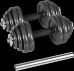 Rebel Állítható öntöttvas kézi súlyzók bőröndben rúdval, 30 kg-os szett REBEL ACTIVE (RBA-2327-30)