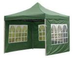  Összecsukható kerti pavilon + ablakos oldalfal 3x3m-es méretben - zöld