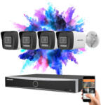 Hikvision 4 biztonsági kamerás IP kamera rendszer 8MP színes éjjellátással