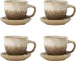 Bloomingville Set cești cu farfurioare Brenta, 185 ml, maro-bej, 4 buc (82072416)