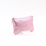 Amnisu metál rózsaszín ívelt egy cipzáras bőr kulcstartó c4001