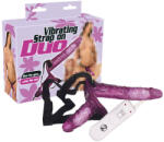 You2Toys Vibračný Duo Strap-On (mov) - vibrator dublu cu ham (strap-on)