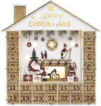  HOME KLW24 LED-es adventi naptár, 10 db melegfehér LED, fa és műanyag, elemes tápellátás, beltéri kivitel - koronaphone