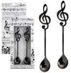 Javier Violinkulcsos fém kiskanál - fekete - 2 darabos (IMO-JV-00-435)