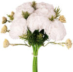 Valex Decor Szegfű selyemvirág csokor, magasság 32cm, csokor átmérő: 15cm, szegfűfej átmérő: 6cm, 7 szálas - Fehér (AF139-01)