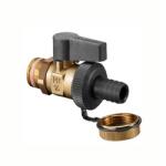 Oventrop Optiflex kazántöltő-ürítő golyóscsap, DN15, 1/2" km, sárgaréz, tömlővéges csatlakozóval és zárósapkával (1033314)