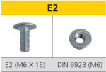 Celo 9E2 lencsefejű kábeltálcacsavar M6x15 mm M6 hatlapanyával, kábeltálca-elemek és szerelvények csavaros összekötéséhez (9E2)
