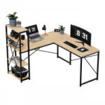 Mark Adler Sarokíróasztal, bal és jobb oldalú kivitel, három polccal, 145 x 57 x 120 cm, fa