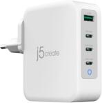 j5create GaN 1x USB-A / 3x USB-C Hálózati Töltő - Fehér 130 W