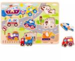 Tooky Toy Tooky Toy: Дръжков пъзел с форми, 9 части - Превозни средства (TY860)