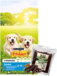 Friskies PURINA Friskies Junior csirke tejjel és zöldséggel 15kg + WILD FARM Rabbit Dental Tubes 500g kutyakajakkal