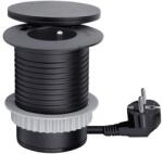 Solight PP119CWB - Beépíthető konnektor vezeték nélküli 10 W töltéssel, 1 aljzat + USB A+C, fekete PP119CWB (SL1657)