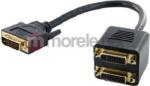 4World DVI-I -> 2db DVI-I M/F adapter 0.2m fekete (8736) (8736)