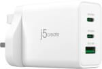 j5create JUP3365F-FN 1x USB-A / 2x USB-C Hálózati Töltő UK - Fehér 65 W