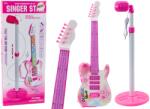 LEAN Toys Elektromos Gitárkészlet Állvány Mikrofonnal és Elemekkel Rózsaszínű - fizz - 6 617 Ft