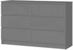 Intenso 6 fiókos komód - 120 cm - magasfényű szürke