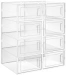 SONGMICS Átlátszó Cipősdoboz Szett 8 db Egymásra Rakható Cipőtároló Rendszerező (EUZ-LSP08SWTV1)