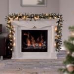 ProGarden 2, 7 m-es karácsonyi műfenyő girland 30 LED-es fényfüzérrel, elemes, 6-18 órás időzítéssel (768000010)