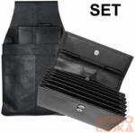  853552 002 Pincértárca és tartó szett bőr fekete